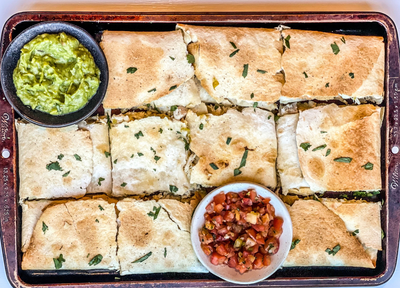 Chicken and Hatch Green Chile Sheet Pan Quesadillas