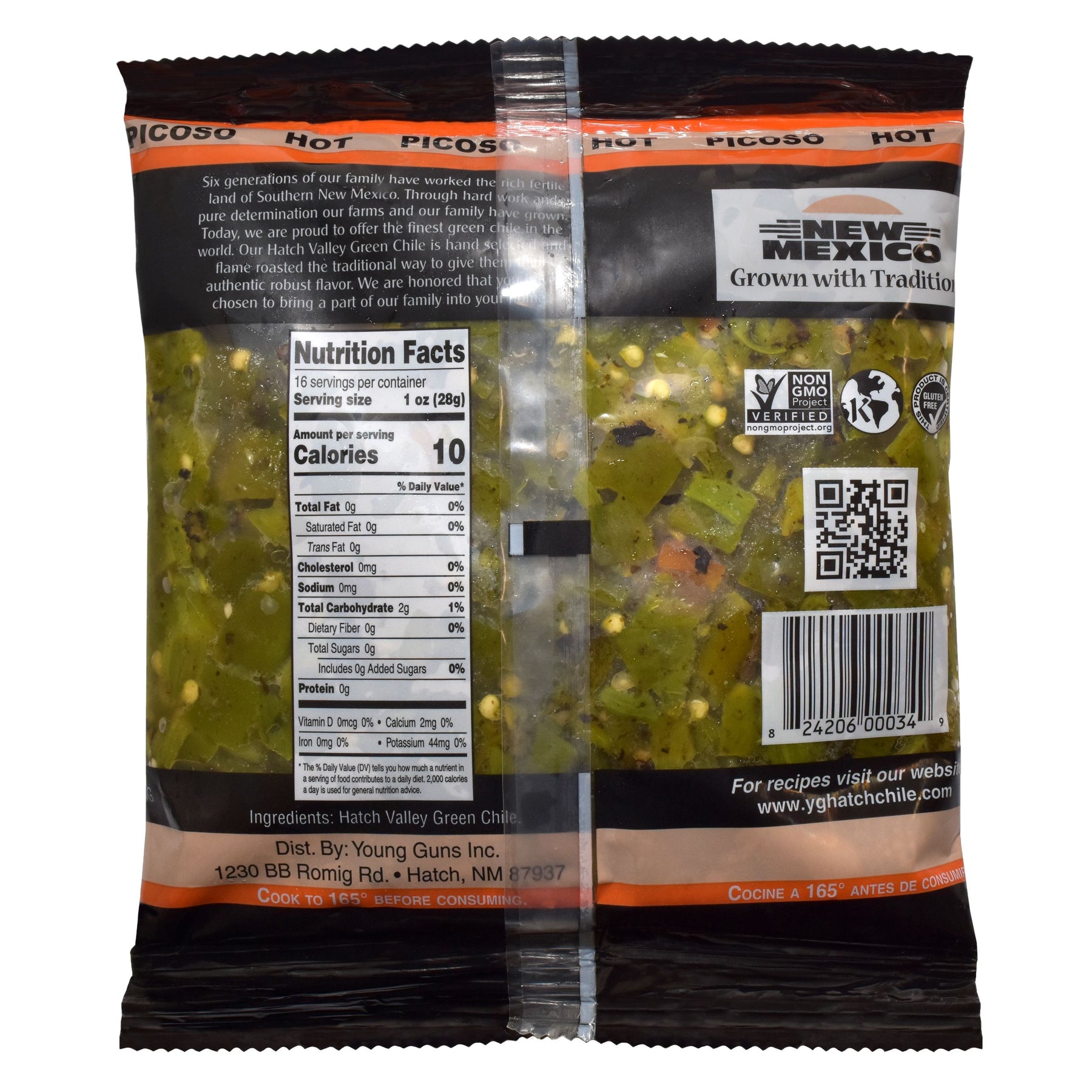 12 lbs. Flame Roasted Hatch Green Chile Variety Frozen Diced Young