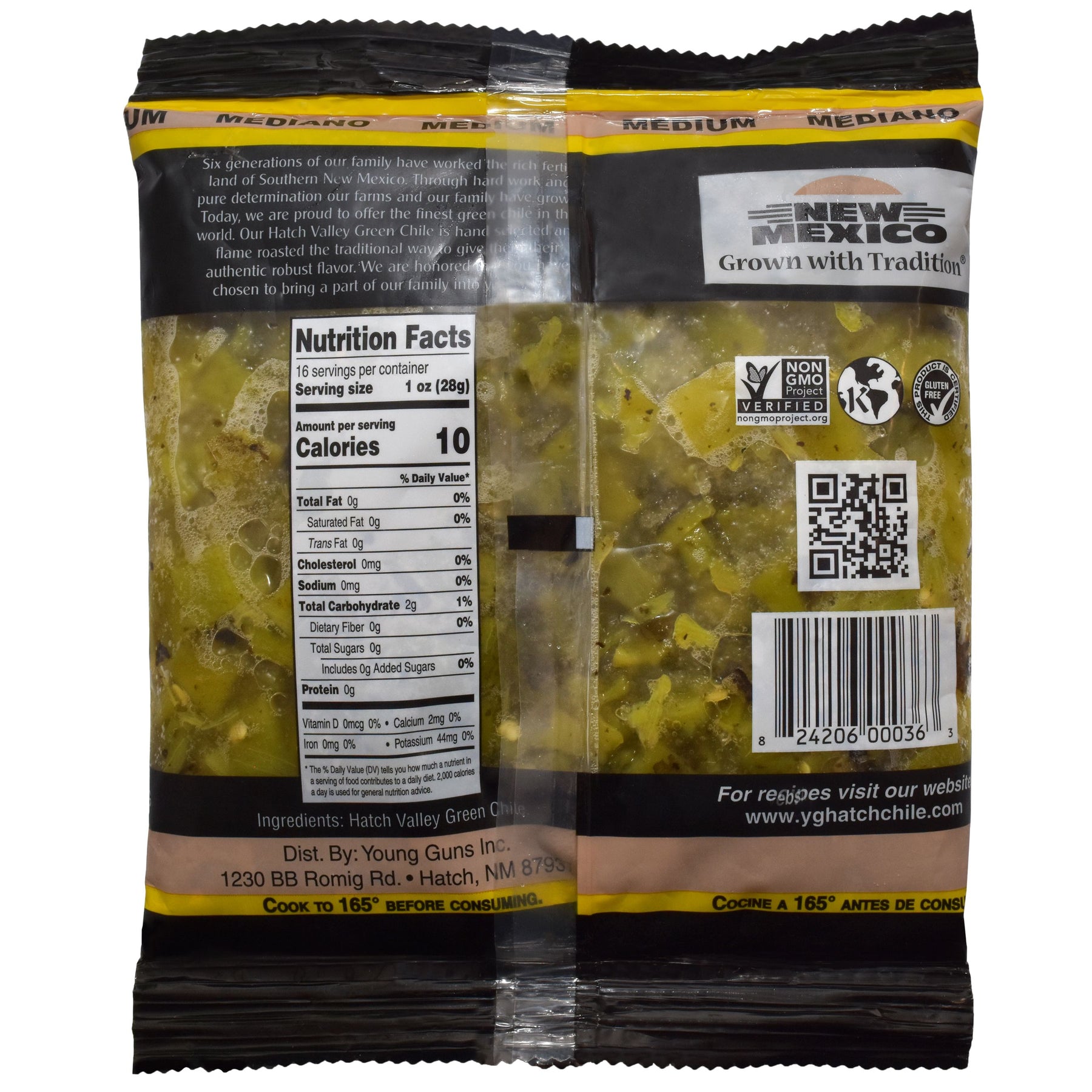 12 lbs. Flame Roasted Hatch Green Chile Variety Frozen Diced Young
