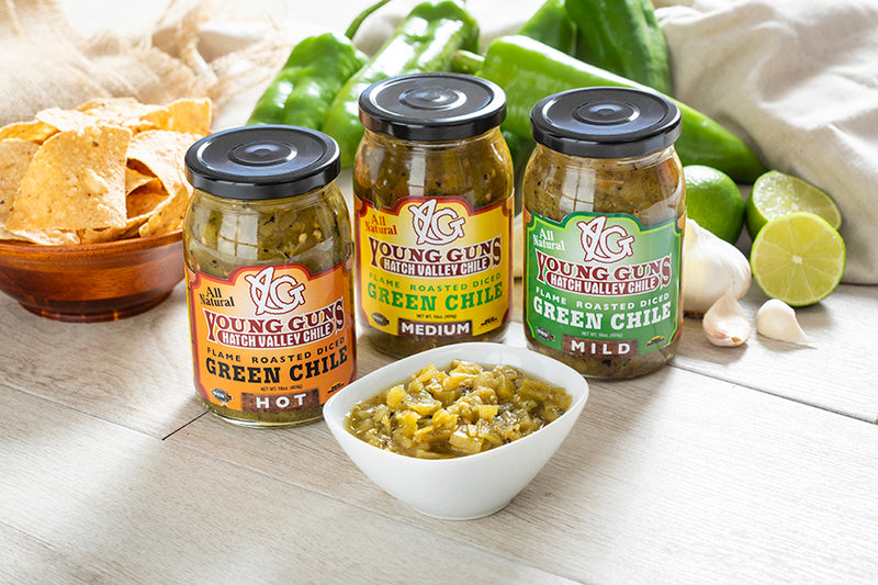 3 Pack of 16oz. Flame Roasted Diced Green Chile Jars
