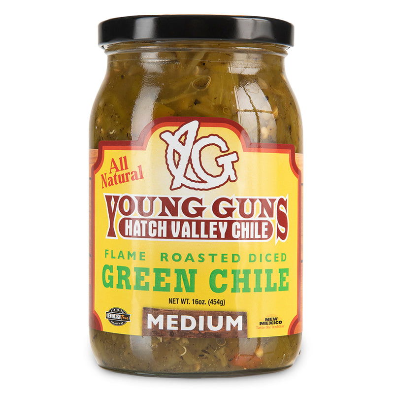 6 Pack of 16oz. Flame Roasted Diced Green Chile Jars